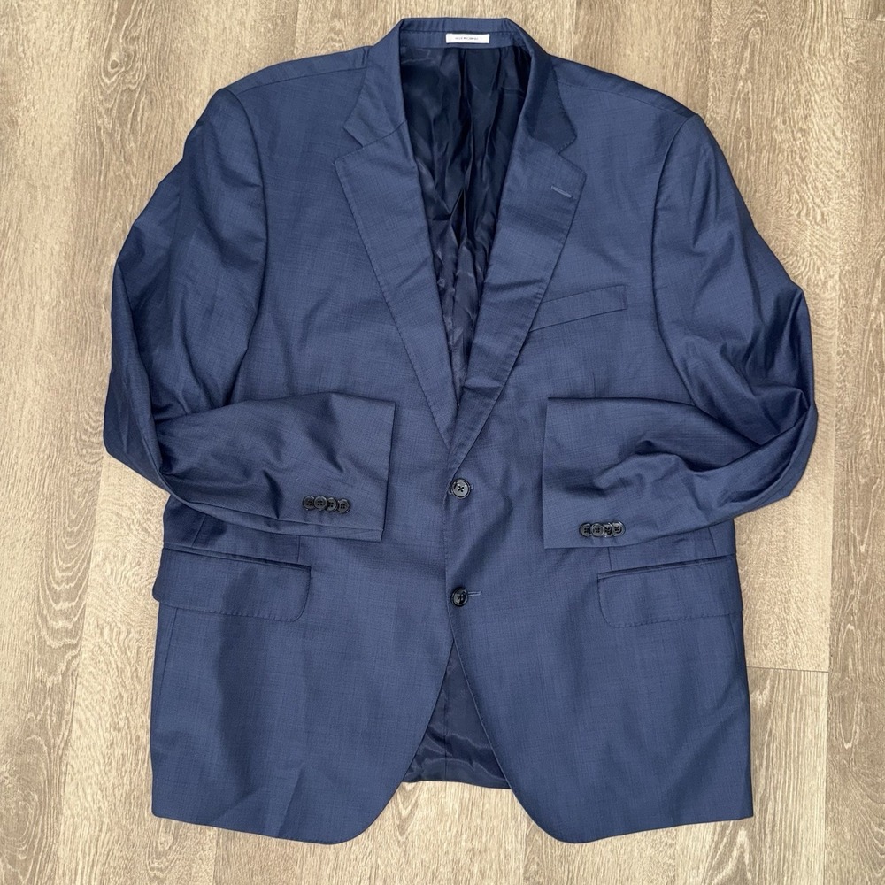 Peter Millar 2 Button Navy Blue Blazer Men's 46R Wool Pick Stitching Sport Coat
